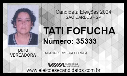 Candidato TATI FOFUCHA 2024 - SÃO CARLOS - Eleições