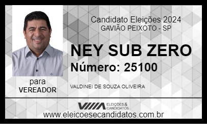 Candidato NEY SUB ZERO 2024 - GAVIÃO PEIXOTO - Eleições