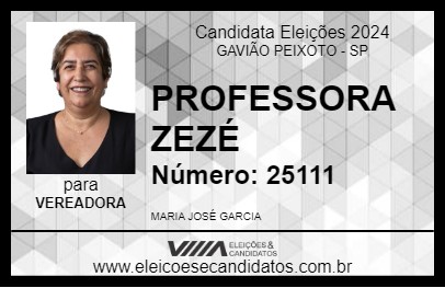 Candidato PROFESSORA ZEZÉ 2024 - GAVIÃO PEIXOTO - Eleições