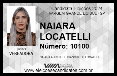 Candidato NAIARA LOCATELLI 2024 - VARGEM GRANDE DO SUL - Eleições