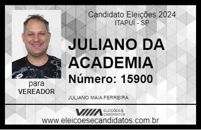 Candidato JULIANO DA ACADEMIA 2024 - ITAPUÍ - Eleições