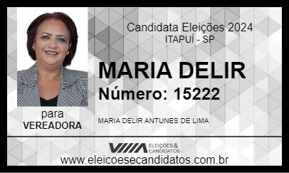 Candidato MARIA DELIR 2024 - ITAPUÍ - Eleições