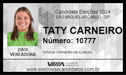 Candidato TATY CARNEIRO 2024 - SÃO MIGUEL ARCANJO - Eleições