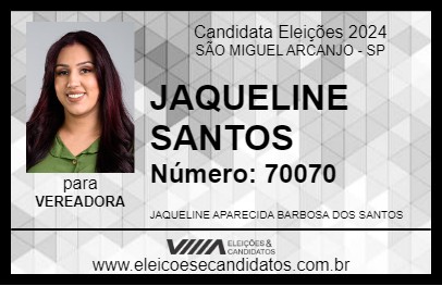 Candidato JAQUELINE SANTOS 2024 - SÃO MIGUEL ARCANJO - Eleições