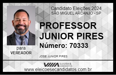 Candidato PROFESSOR JUNIOR PIRES 2024 - SÃO MIGUEL ARCANJO - Eleições