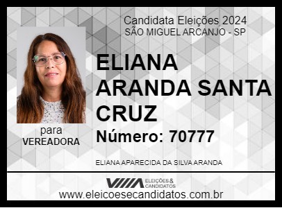 Candidato ELIANA ARANDA SANTA CRUZ 2024 - SÃO MIGUEL ARCANJO - Eleições