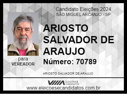 Candidato ARIOSTO SALVADOR DE ARAUJO 2024 - SÃO MIGUEL ARCANJO - Eleições