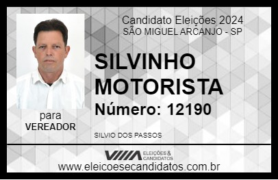 Candidato SILVINHO MOTORISTA 2024 - SÃO MIGUEL ARCANJO - Eleições