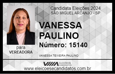 Candidato VANESSA PAULINO 2024 - SÃO MIGUEL ARCANJO - Eleições