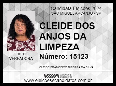 Candidato CLEIDE DOS ANJOS DA LIMPEZA 2024 - SÃO MIGUEL ARCANJO - Eleições