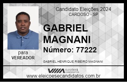 Candidato GABRIEL MAGNANI 2024 - CARDOSO - Eleições