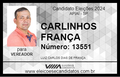 Candidato CARLINHOS FRANÇA 2024 - APIAÍ - Eleições