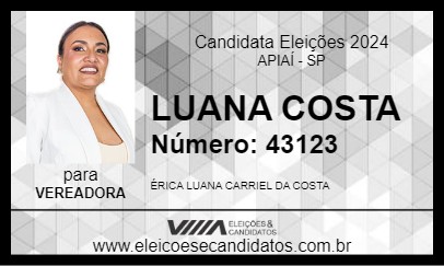 Candidato LUANA COSTA 2024 - APIAÍ - Eleições