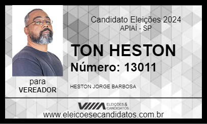 Candidato TON HESTON 2024 - APIAÍ - Eleições