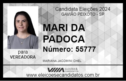 Candidato MARI DA PADOCA 2024 - GAVIÃO PEIXOTO - Eleições