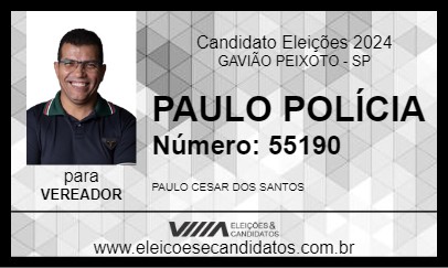 Candidato PAULO POLÍCIA 2024 - GAVIÃO PEIXOTO - Eleições