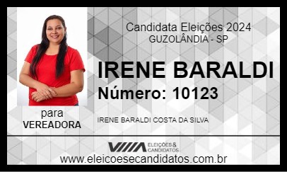 Candidato IRENE BARALDI 2024 - GUZOLÂNDIA - Eleições