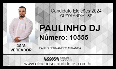 Candidato PAULINHO DJ 2024 - GUZOLÂNDIA - Eleições