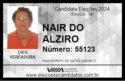 Candidato NAIR DO ALZIRO 2024 - ITAOCA - Eleições