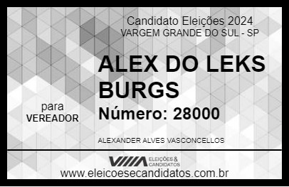 Candidato ALEX DO LEKS BURGS 2024 - VARGEM GRANDE DO SUL - Eleições