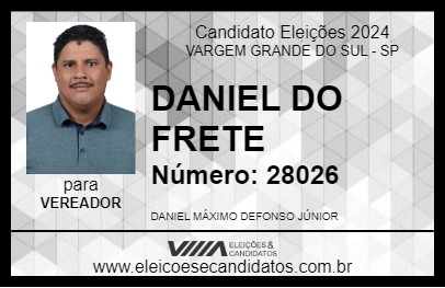 Candidato DANIEL DO FRETE 2024 - VARGEM GRANDE DO SUL - Eleições