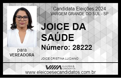 Candidato JOICE DA SAÚDE 2024 - VARGEM GRANDE DO SUL - Eleições