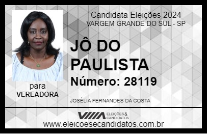 Candidato JÔ DO PAULISTA 2024 - VARGEM GRANDE DO SUL - Eleições