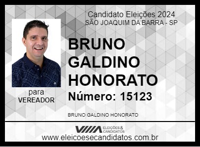 Candidato BRUNO GALDINO HONORATO 2024 - SÃO JOAQUIM DA BARRA - Eleições