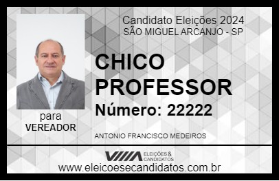 Candidato CHICO PROFESSOR 2024 - SÃO MIGUEL ARCANJO - Eleições