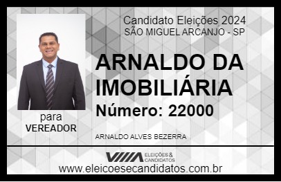 Candidato ARNALDO DA IMOBILIÁRIA 2024 - SÃO MIGUEL ARCANJO - Eleições