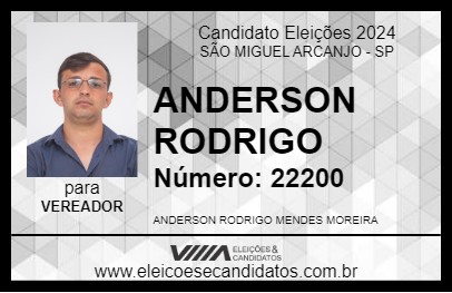 Candidato ANDERSON RODRIGO 2024 - SÃO MIGUEL ARCANJO - Eleições