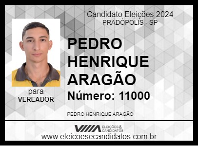 Candidato PEDRO HENRIQUE ARAGÃO 2024 - PRADÓPOLIS - Eleições