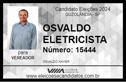 Candidato OSVALDO ELETRICISTA 2024 - GUZOLÂNDIA - Eleições