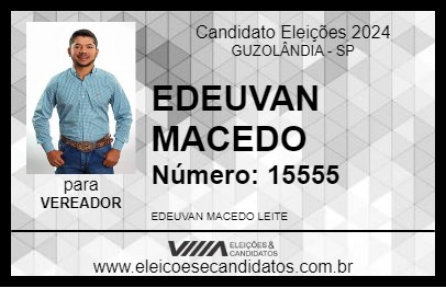 Candidato EDEUVAN MACEDO 2024 - GUZOLÂNDIA - Eleições