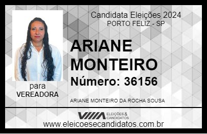 Candidato ARIANE MONTEIRO 2024 - PORTO FELIZ - Eleições