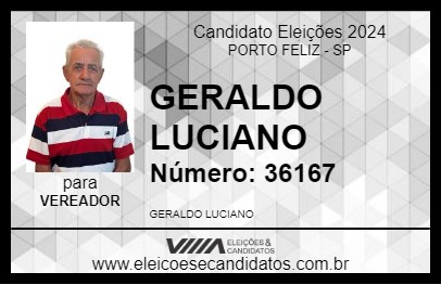 Candidato GERALDO LUCIANO 2024 - PORTO FELIZ - Eleições