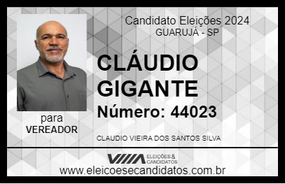 Candidato CLÁUDIO GIGANTE 2024 - GUARUJÁ - Eleições