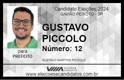 Candidato GUSTAVO PICCOLO 2024 - GAVIÃO PEIXOTO - Eleições