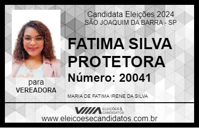 Candidato FATIMA SILVA PROTETORA 2024 - SÃO JOAQUIM DA BARRA - Eleições