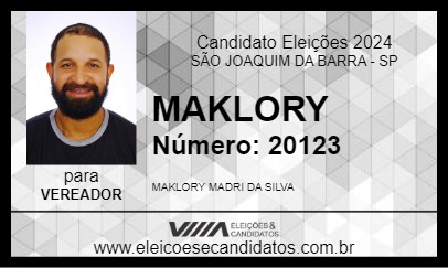 Candidato MAKLORY 2024 - SÃO JOAQUIM DA BARRA - Eleições