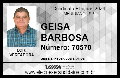 Candidato GEISA BARBOSA 2024 - MERIDIANO - Eleições