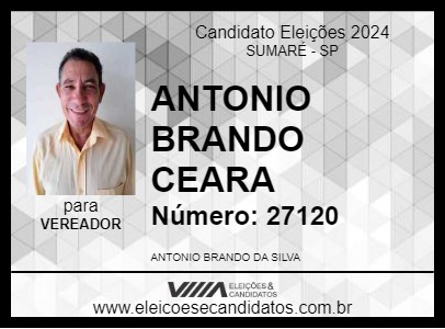 Candidato ANTONIO BRANDO CEARA 2024 - SUMARÉ - Eleições