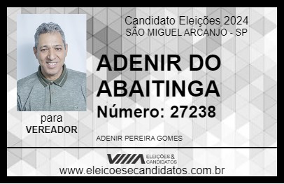 Candidato ADENIR DO ABAITINGA 2024 - SÃO MIGUEL ARCANJO - Eleições