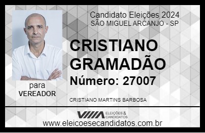 Candidato CRISTIANO GRAMADÃO 2024 - SÃO MIGUEL ARCANJO - Eleições