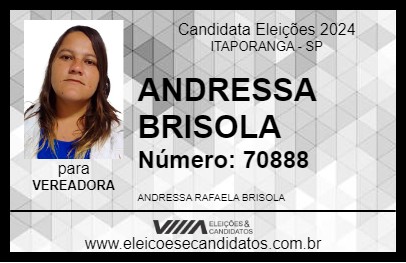 Candidato ANDRESSA BRISOLA 2024 - ITAPORANGA - Eleições