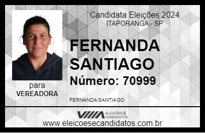 Candidato FERNANDA SANTIAGO 2024 - ITAPORANGA - Eleições