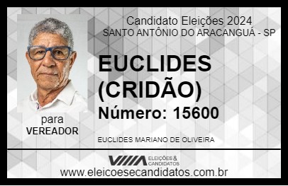 Candidato EUCLIDES (CRIDÃO) 2024 - SANTO ANTÔNIO DO ARACANGUÁ - Eleições