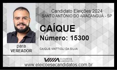 Candidato CAÍQUE MATTIOLI 2024 - SANTO ANTÔNIO DO ARACANGUÁ - Eleições