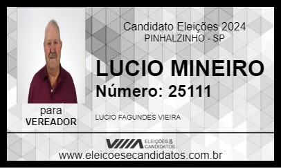 Candidato LUCIO MINEIRO 2024 - PINHALZINHO - Eleições