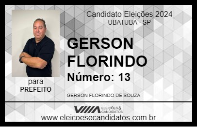 Candidato GERSON FLORINDO 2024 - UBATUBA - Eleições